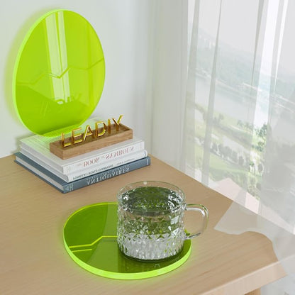 Acrylic Coaster Decorative Plates,Office Desk Accessories, Clear Dinosaur Egg Shape Coffee Cup Decor, Perfect for Tabletop Protection and Display.