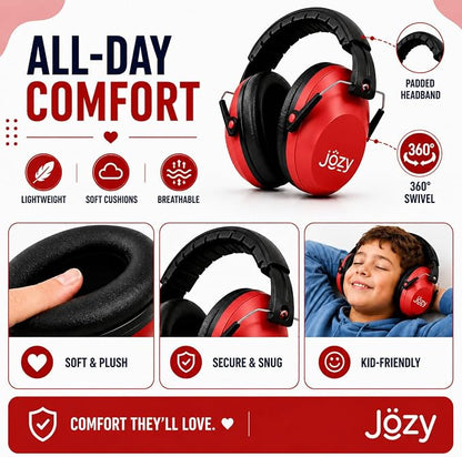 Jozy Noise Canceling Headphones for Kids, SNR 26dB Ear Protection for Autism, Sound Proof Sensory Muffs for Hearing, Concerts