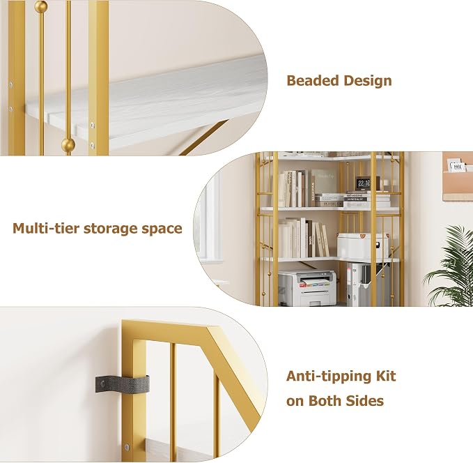 GarveeHome Corner Bookshelf 86" l Shaped Bookcase, Corner Bookshelves Industrial Bookcase 7 Tier l-Shape Bookshelf, Large Bookcases with Beaded Design Tall Display Rack Shelf for Living Room Bedroom