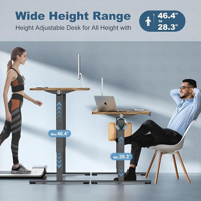 DUMOS 40 Inch Electric Standing Desk Height Adjustable, Sit to Stand Up Computer Workstations Work PC Table Home Office Study Writing Gaming Desks with Memory Presets for Walking Pad, Bedroom, Rustic