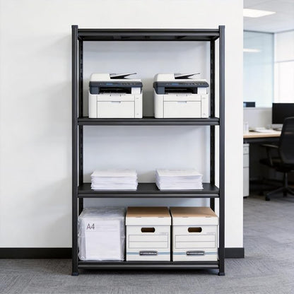 Printer Stand, Metal Shelving Adjustable Storage Shelves, printer table Office Organizer Book shelf corn shelf Industrial Shelving for office organization, black Nightstand (44.1"H × 23.6"W × 13.8"D)
