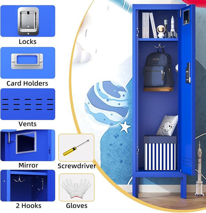 BUTISOW Metal Kids Locker,Metal Cabinet Storage Lockers,Lockable for Employees with Door,54" Height Steel Locker,Lockable Steel Locker for Children's Room, Playroom, School,Gym