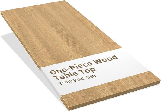 Universal 55 x 28 One-Piece Solid Wood Table Top, 1" Thick Desktop for Stand Up Height Adjustable Desk Frames, Home Office Tabletop, Countertop DIY, Elmwood