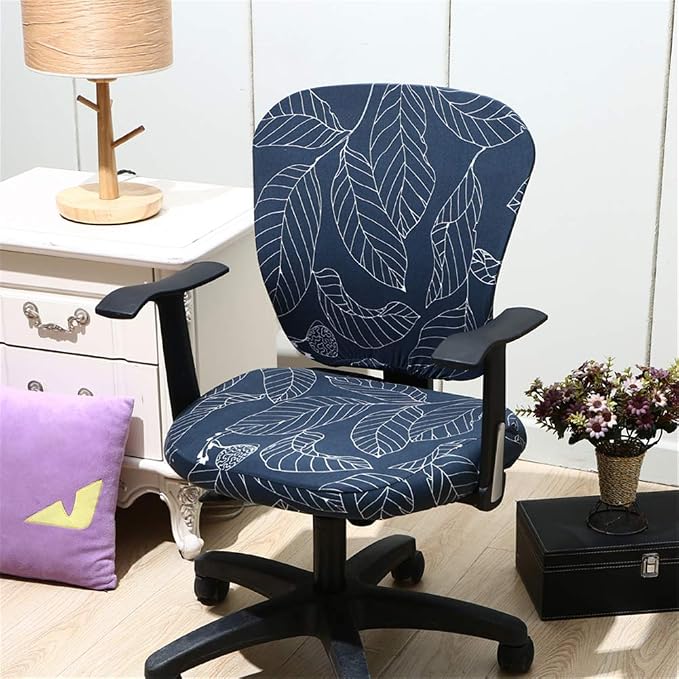 Jinzio Computer Office Chair Cover - Split Protective & Stretchable Cloth Polyester Universal Desk Task Chair Chair Covers Stretch Rotating Chair Slipcover, Marine Blue