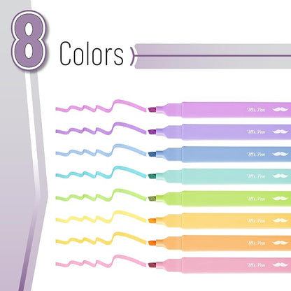 Mr. Pen- Aesthetic Highlighters No Bleed, 8 Pack, Pastel Candy Colors | Chisel Tip, Cute Highlighters Assorted Colors for Journaling, Highlighting, Underlining, Fast Dry, Back to School Supplies