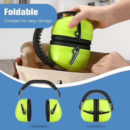ProCase NRR 32dB Noise Reduction Ear Muffs for Adults & Kids, Hearing Protection for Shooting, Gun Range, Mowing, Construction & Autism Sensory Support, Foldable Safety Earmuffs –Neonyellow