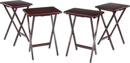 Winsome Alex Set of 2 Foldable Snack Tables, Easy to Store Small Portable Fold Up Table Set for Kitchen, Living Room TV Dining, Crafts, Puzzles, Work From Home
