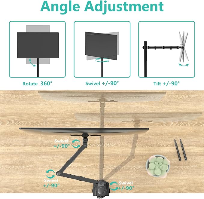 WALI Monitor Arm Mount for Desk, Single Extra Tall Computer Desk Mount, Monitor Bracket Mount Stand Single, up to 34 inch, 22 lbs (M001XL), Black