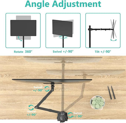 WALI Monitor Arm Mount for Desk, Single Extra Tall Computer Desk Mount, Monitor Bracket Mount Stand Single, up to 34 inch, 22 lbs (M001XL), Black