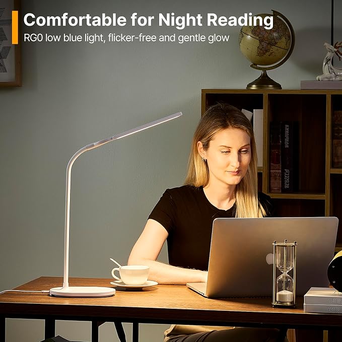 LED Desk Lamp for Home Office, Ultra Wide Double Head Desk Lamp with 67 Inch Coverage, 2400 Lux Bright Task Lighting, 5 Color Modes, Adjustable Brightness, Reading Lamp for Work and Study