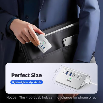 Intpw USB 3.2 Hub,Aluminum 4 Port USB Splitter 10Gbps with 2 USB C/USB A 3.2 Data Ports, 3.3ft Cable, USB HUB for PC/Laptop/Xbox/FlashDrive/Printer/Camera/Keyborad/Mouse