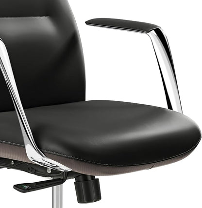 EUREKA ERGONOMIC Royal Slim Executive High Back Black Leather Office Chair, Home Desk Chair for Adults, Big and Tall with Wheels, Swivel Rolling