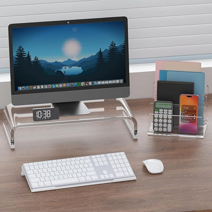 Richboom Acrylic Tilted Computer Keyboard Holder for Easy Ergonomic Typing, Keyboard Stand for Office Desk, Home, School, White