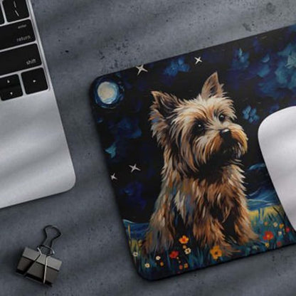 Starry Night Dog Mouse Pad for Home Office Gaming Working Desk Computer Desktop Accessories Non-Slip Rubber Mouse Pad for Dog Lovers (Yorkie)