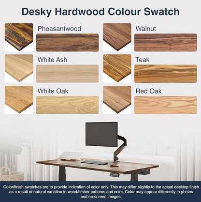 Desky Dual Hardwood Sit Stand Desk - Electric Standing Desk - Dual Motor,3 Stage Adjustable Height Desk - Solid Wood Whole-Piece Top - Standing Desk with Cable Management
