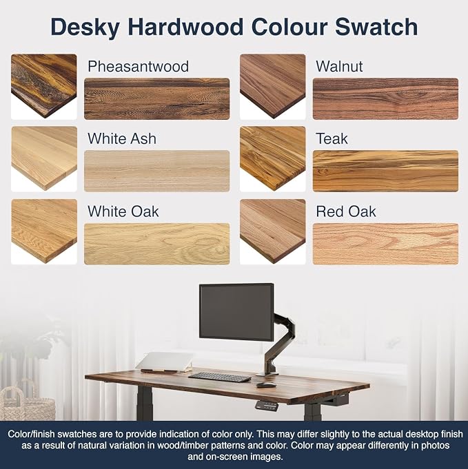Desky Dual Hardwood Sit Stand Desk - 72x30 Electric Standing Desk - Dual Motor, 3 Stage Adjustable Height Desk - Solid Wood Standing Desk - Whole-Piece Top in Real Teak Wood