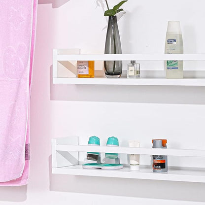 AZSKY Classic Nursery Book Shelves White Wall Book Shelves Kids Bookshelf for Bedroom Bathroom Décor Wall Ledge Shelves 36 Inch Hanging Shelves a Set of 3