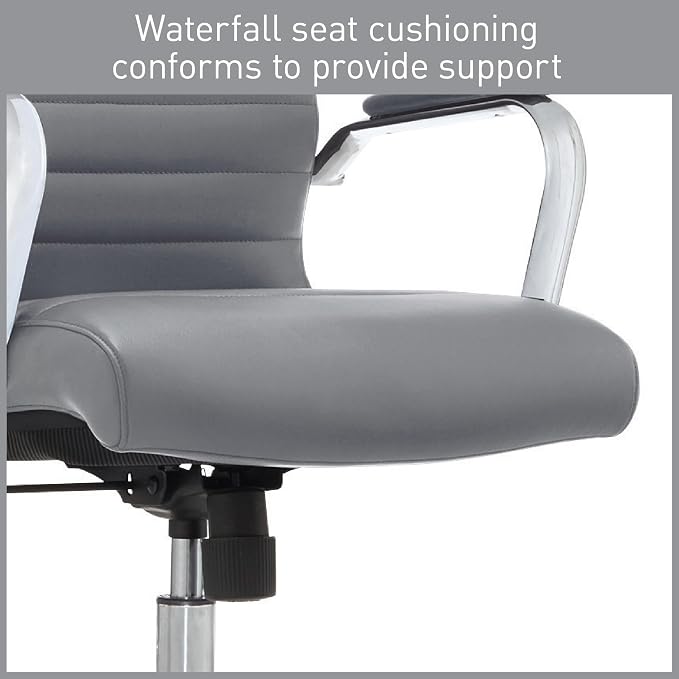 Realspace® Modern Comfort Series Winsley Bonded Leather Mid-Back Chair, Gray