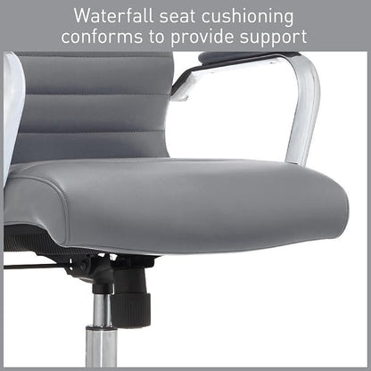 Realspace® Modern Comfort Series Winsley Bonded Leather Mid-Back Chair, Gray