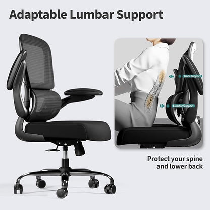 TRALT Office Chair - Ergonomic Desk Chair with Adjustable Lumbar Support, Mesh Computer Chair, Executive Chairs for Home Office Comfortable Lumbar Support Black Pack of 2