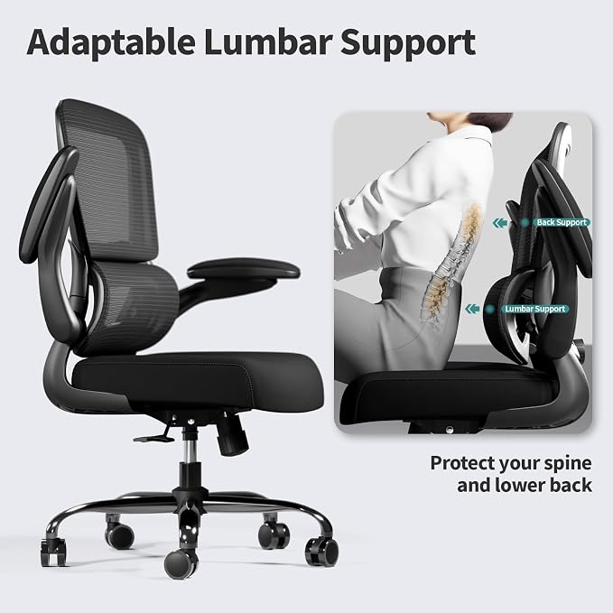 TRALT Office Chair - Ergonomic Desk Chair with Adjustable Lumbar Support, Mesh Computer Chair, Executive Chairs for Home Office Comfortable Lumbar Support Black Pack of 6