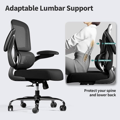 TRALT Office Chair - Ergonomic Desk Chair with Adjustable Lumbar Support, Mesh Computer Chair, Executive Chairs for Home Office Comfortable Lumbar Support Black Pack of 6