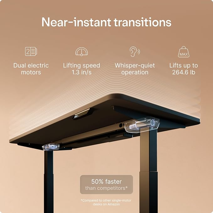 Desktronic HomeOne Standing Desk 60x30 — Ergonomic Sit Stand Home Office Desk, Made in Europe, Electric Dual Motor Height Adjustable, USB & USB-C Charging, Wobble-Free, Touchscreen, 3 Memory Presets