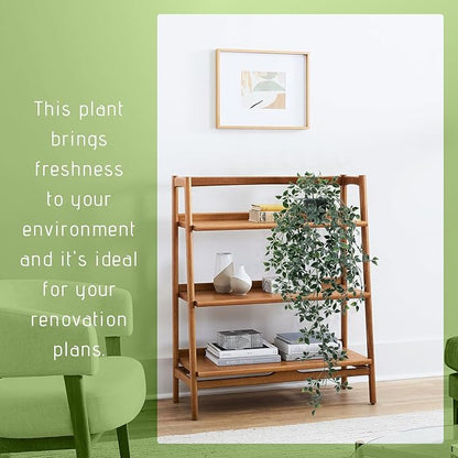 Fake Hanging Plant with Pot Small Artificial Potted Vine Plants 28.7-in Long Faux drooping Foliage Plants for Shelf Home Office Indoor Outdoor Garden Greenery Decor (Black Pot)
