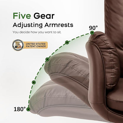 amseatec Criss Cross Office Chair with Armrests & Wheels, Recline 90/135 Lock, 400LBS Big and Tall Executive Office Chair, PU Leather Computer Desk Chair for Home & ADHD（Brown）