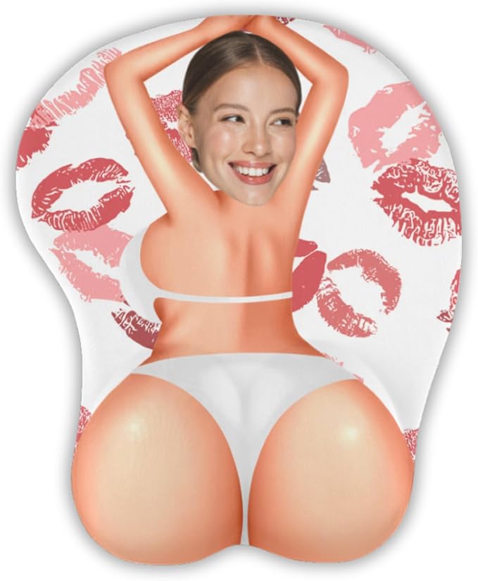 Custom Face Funny & Naughty Personalized Photo 3D Mouse Pad, Custom Face Sexy Body 3D Mouse Pad for Naughty Couple Funny Coworkers Troll, Adult Jokes Gifts for Couple Coworker Troll