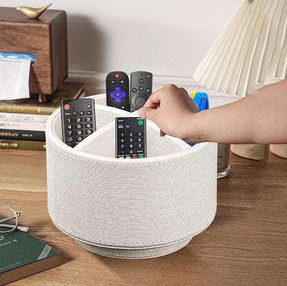 TV Remote Control Holder for Table, 360 Swivel Pen Holder for Desk Organizers and Accessories, Nightstand Organizer Caddy for Media Controllers/Office Supplies, Bedside Decorations for Living Room