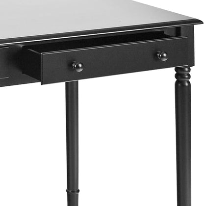 SEI Furniture - Writing 2-drawer Desk- Satin Black - Transitional Design, Black Finish - Ideal for Home Office, Bedroom (HO8801)