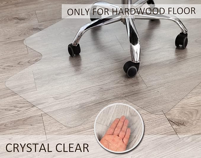 Office Chair Mat, 48" x 30" Vinyl Desk Chair Mat Clear Floor Protector Mat for Hardwood Floor/Rolling Chair Office & Home, Easy Glide and Flat Without Curling