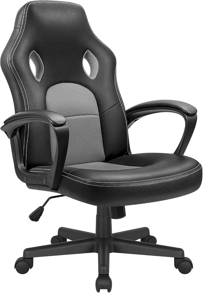 Office Gaming Chair High Back Leather Computer Chairs Ergonomic Height Adjustable Racing Game Desk Chair Executive Conference Task Chair (Grey)