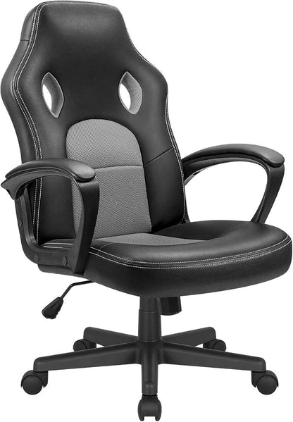 Office Gaming Chair High Back Leather Computer Chairs Ergonomic Height Adjustable Racing Game Desk Chair Executive Conference Task Chair (Grey)