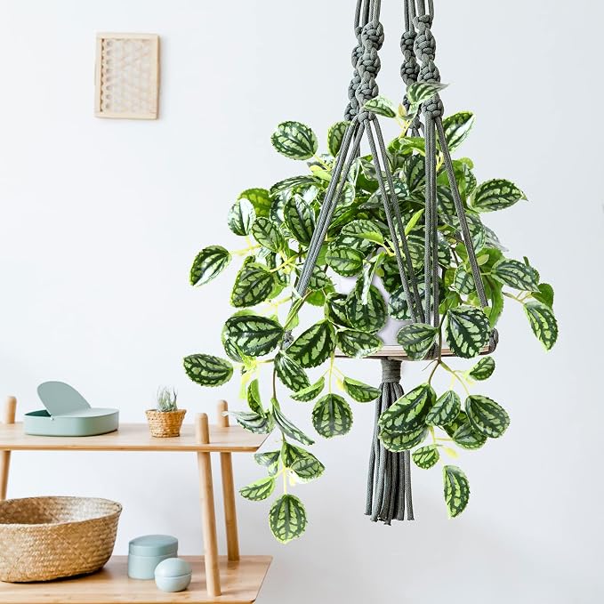 SOGUYI Fake Plants,15 Inch Artificial Plants for Indoor Outdoor Decor,Realistic Faux Hanging Plants in Pot for Home Office,1 Pack