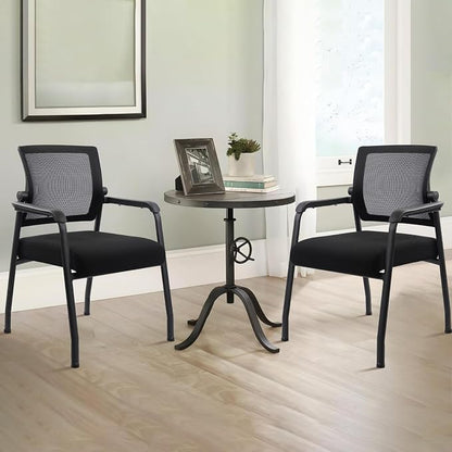 KLASIKA Desk Chair No Wheels with Adjustable Mesh Backrest, Arm Chair with Ergonomic Lumbar Support and Thickened Seats Cushion, Waiting Room Chairs for Office School Church Guest Reception, 2PACK