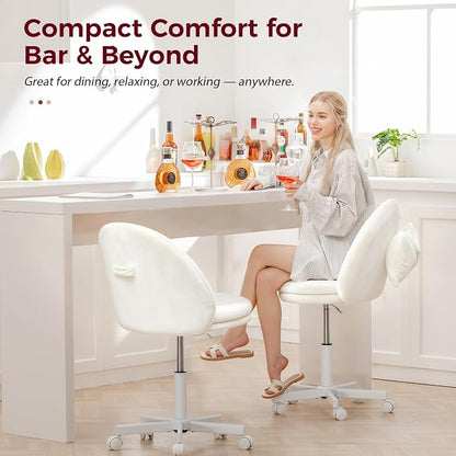 COMHOMA Vanity Chair with Velvet Fabric, Small Tall Armless Chair with Back, Cute Candy Chair for Girls Gift Living Room/Makeup Room/Bedroom/Kitchen (Height Use: Adjustable from Desk to Bar Height)