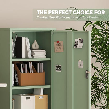 Steehoom Metal Locker Cabinet Lockable Bathroom Storage Cabinet Black 4 Tier Employee Lockers for Home, School, Office, Garage (Green, 19.69" D x 15.75" W x 49.21" H)