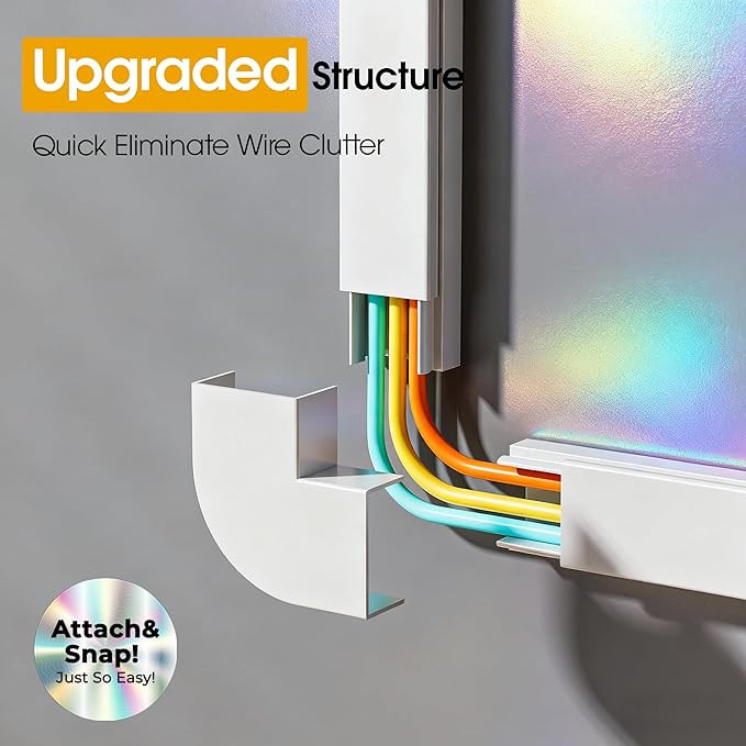 Wire Covers for Cords on Wall, 212.6in Cord Hider Wall, Cord Covers for 2-3 Wires on Wall, Paintable Cable Hider Raceway, Easier Set-up Wire Hider, Self-Adhesive Cable Cover, W0.95 H0.55in, White