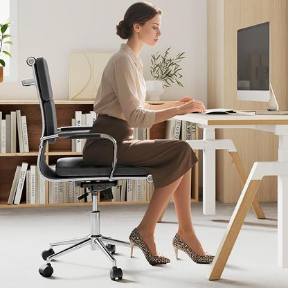 COSTWAY Ergonomic Office Chair, High Back Desk Chairs with Armrests, Comfy Lumbar Support, Rocking Function, Swivel Executive Computer Chair for Home Office, Grey