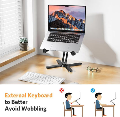 OMOTON 360° Rotating Laptop Stand Riser for Desk, Ergonomic Foldable Computer Stand Adjustable Height Angles for Collaborative Work, Easy Storage Fit Macbooks,All Laptops up to 16 inches, Black
