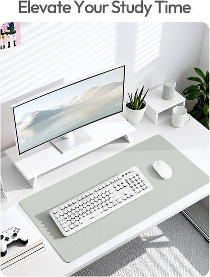 YSAGi Leather Desk Protector, Office Mat, Large Mouse Mat, Non-Slip PU Leather Blotter, Laptop Desk Mat, Waterproof Writing Pad for Office and Home(Light Grey, 63" x 24")