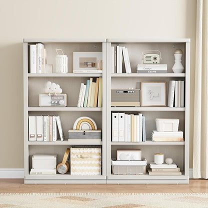 Rresyet 4 -Tier Bookcase, 31" Tall Book Shelf, 55” Wide Bookshelves, Wooden Bookcase Display Storage for Home Office, Living Room and Study Room (White)