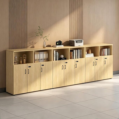 File Cabinet with Password Lock, Wood Lateral Filing Cabinet for Letter/A4 Files, 3 Drawer with Door, Printer Stand with Open Shelves for Home Office