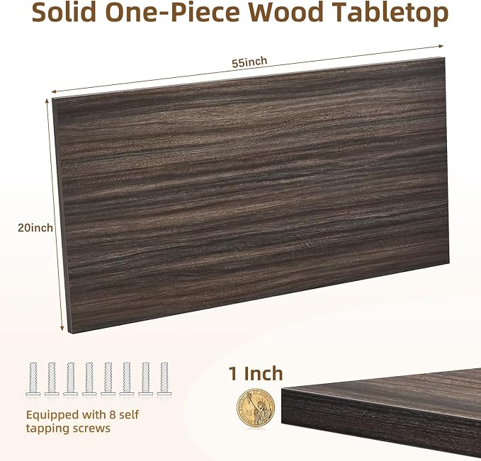 Universal Solid One-Piece Wood Table Top, 55"x20"x1" Workbench Top - Rectangular Particle Board for Standing Desk, Home Office Desk Countertop DlY, Washer Dryer, Coffee, Bar Tabletop