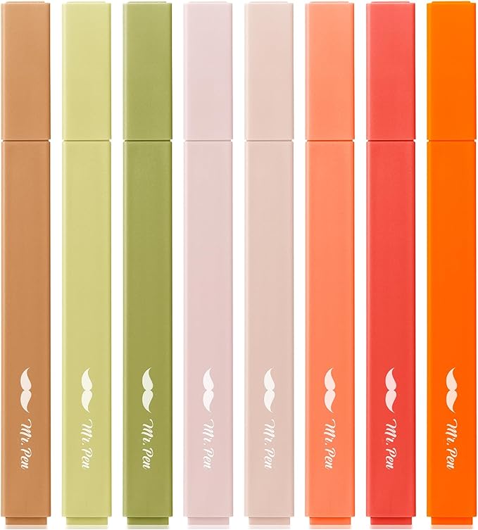Mr. Pen- Aesthetic Highlighters, 8 Pack, Chisel Tip, Autumn Earth | Cute Highlighters Assorted Colors, Back to School Supplies