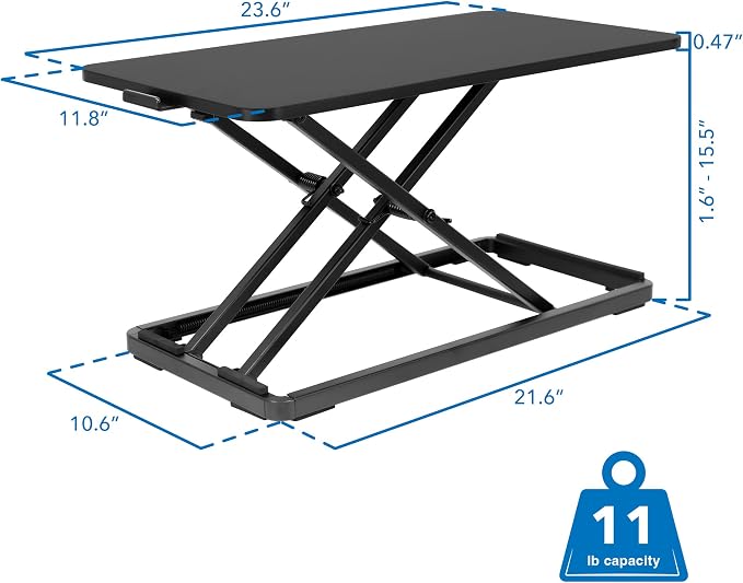 Mount-It! Standing Keyboard Tray, Height Adjustable Keyboard and Mouse Riser for Desk, Sit Stand Keyboard Platform, Large 23.6" x 11.8” Surface for Keyboard, Mouse or Laptop