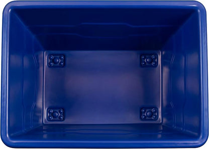 ReadySpace Commercial 16 Bushel Utility Cart with Steel Base, Poly Box Basket Truck, Laundry Cart, and Rolling Trash Bin, 47-Inch x 34.75-Inch x 35.5-Inch, 1000 Pound Weight Capacity, Blue