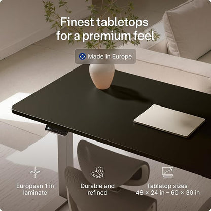 Desktronic HomeOne Standing Desk 54x28 — Ergonomic Sit Stand Home Office Desk, Made in Europe, Electric Dual Motor Height Adjustable, USB & USB-C Charging, Wobble-Free, Touchscreen, 3 Memory Presets